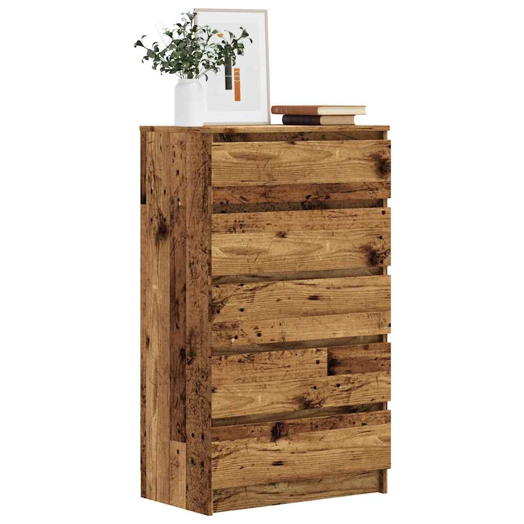 Cómoda com 5 Gavetas - 60x36x103 cm - derivados madeira - madeira velha