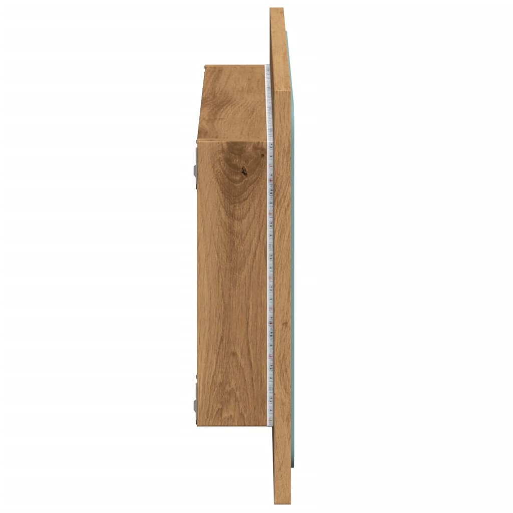 Espelho casa de banho c/ luz LED 60x8,5x38cm carvalho artisiano