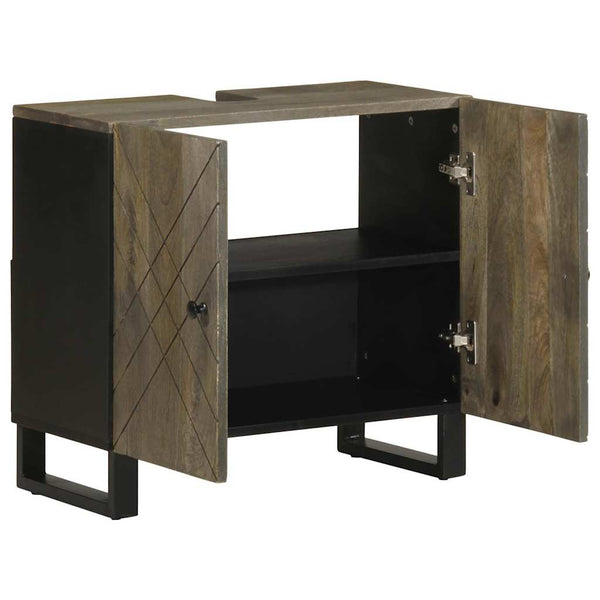 Armário para lavatório 62x33x58 cm madeira maciça manga preto
