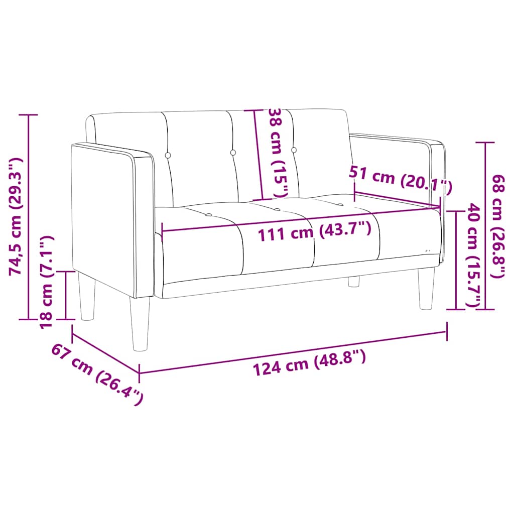 Sofá-luvas 111 cm veludo cinzento-claro