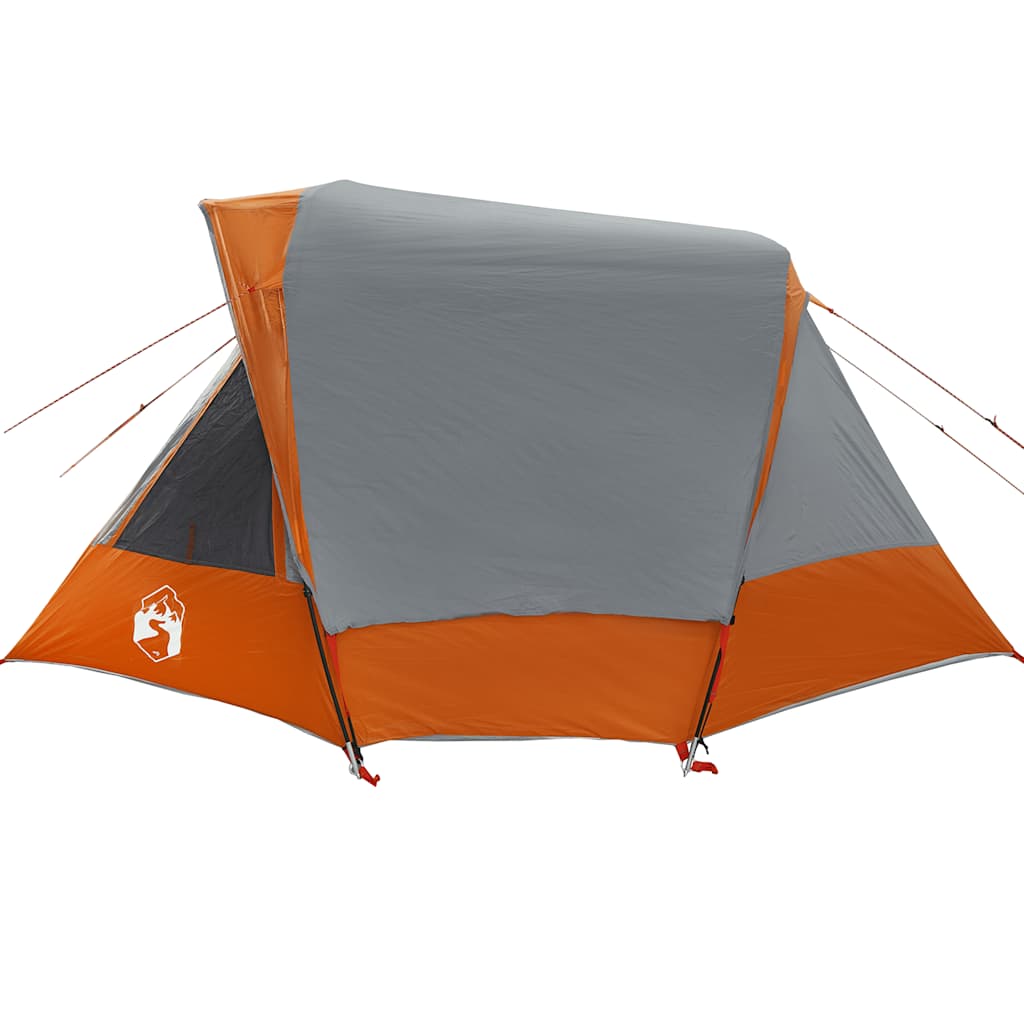 Tenda familiar estilo cabana 6 pessoas imperm. cinza/laranja