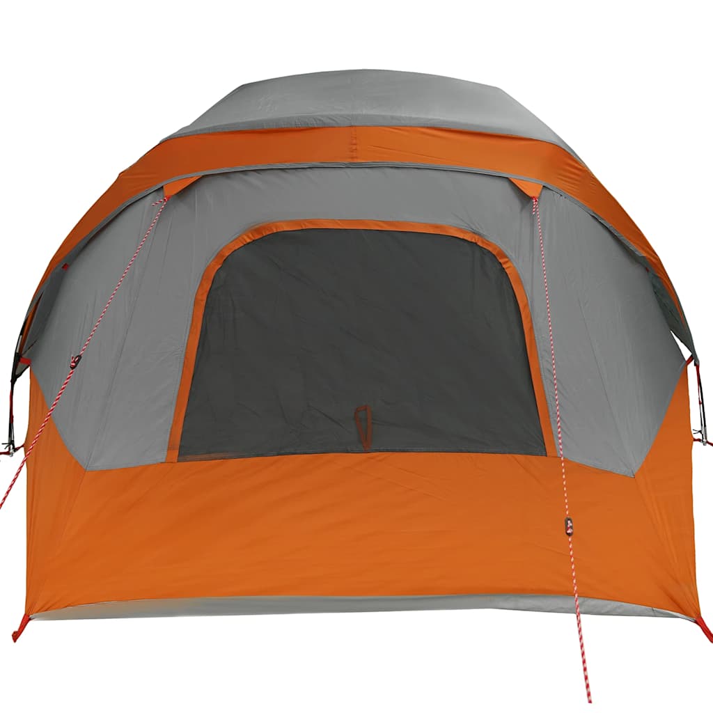 Tenda familiar estilo cabana 6 pessoas imperm. cinza/laranja