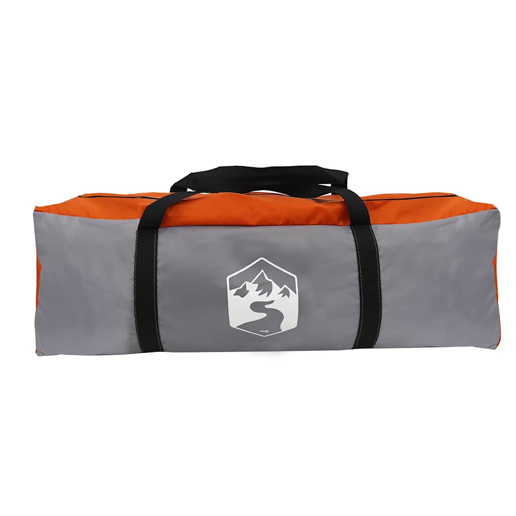 Tenda familiar estilo cabana 6 pessoas imperm. cinza/laranja