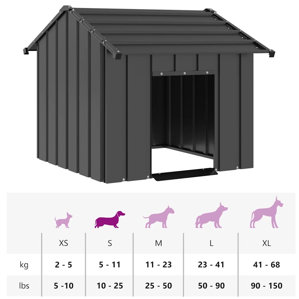 Casota para cães com telhado 85x107x81 cm aço galvanizado