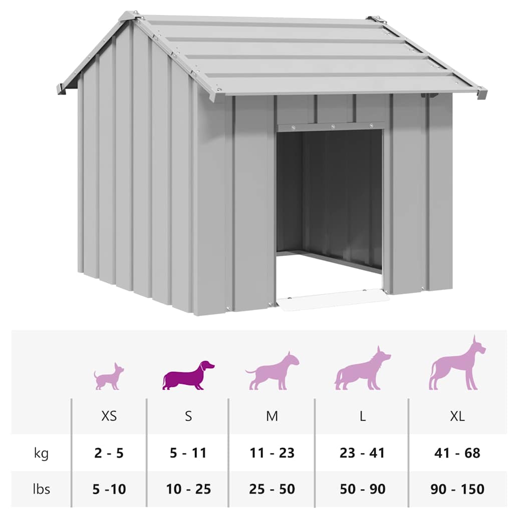 Casota para cães com telhado 85x107x81 cm aço galvanizado