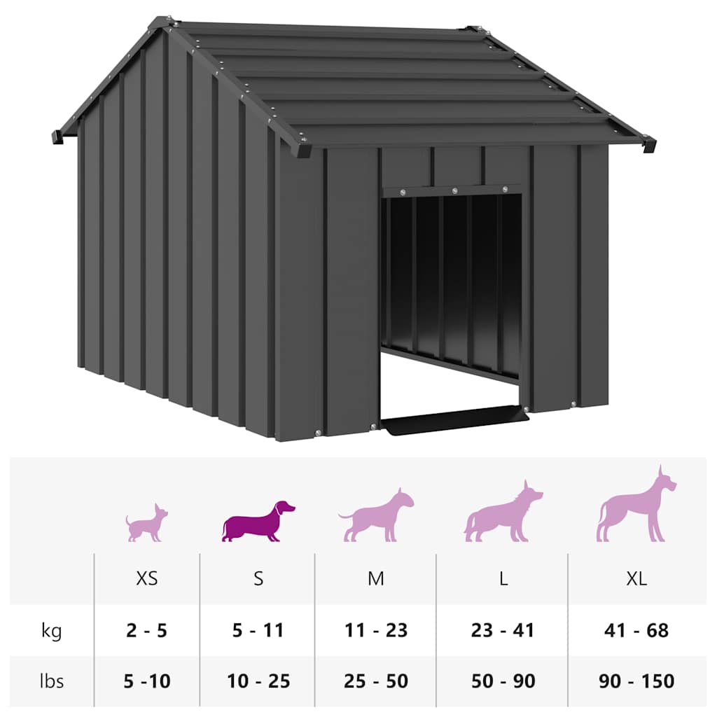 Casota para cães com telhado 83x130x85 cm aço galvanizado