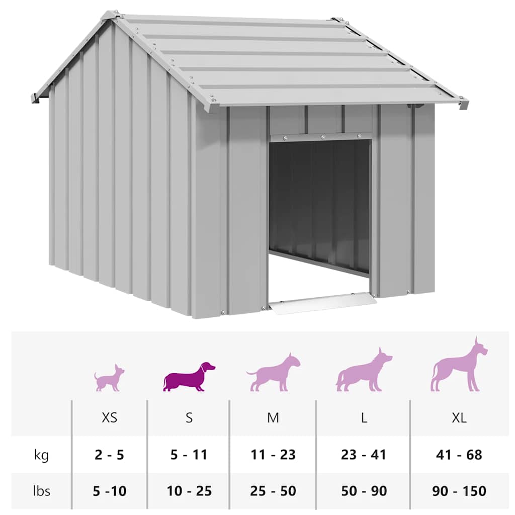 Casota para cães com telhado 83x130x85 cm aço galvanizado
