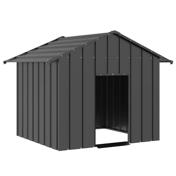Casota para cães com telhado 131x101x102 cm aço galvanizado