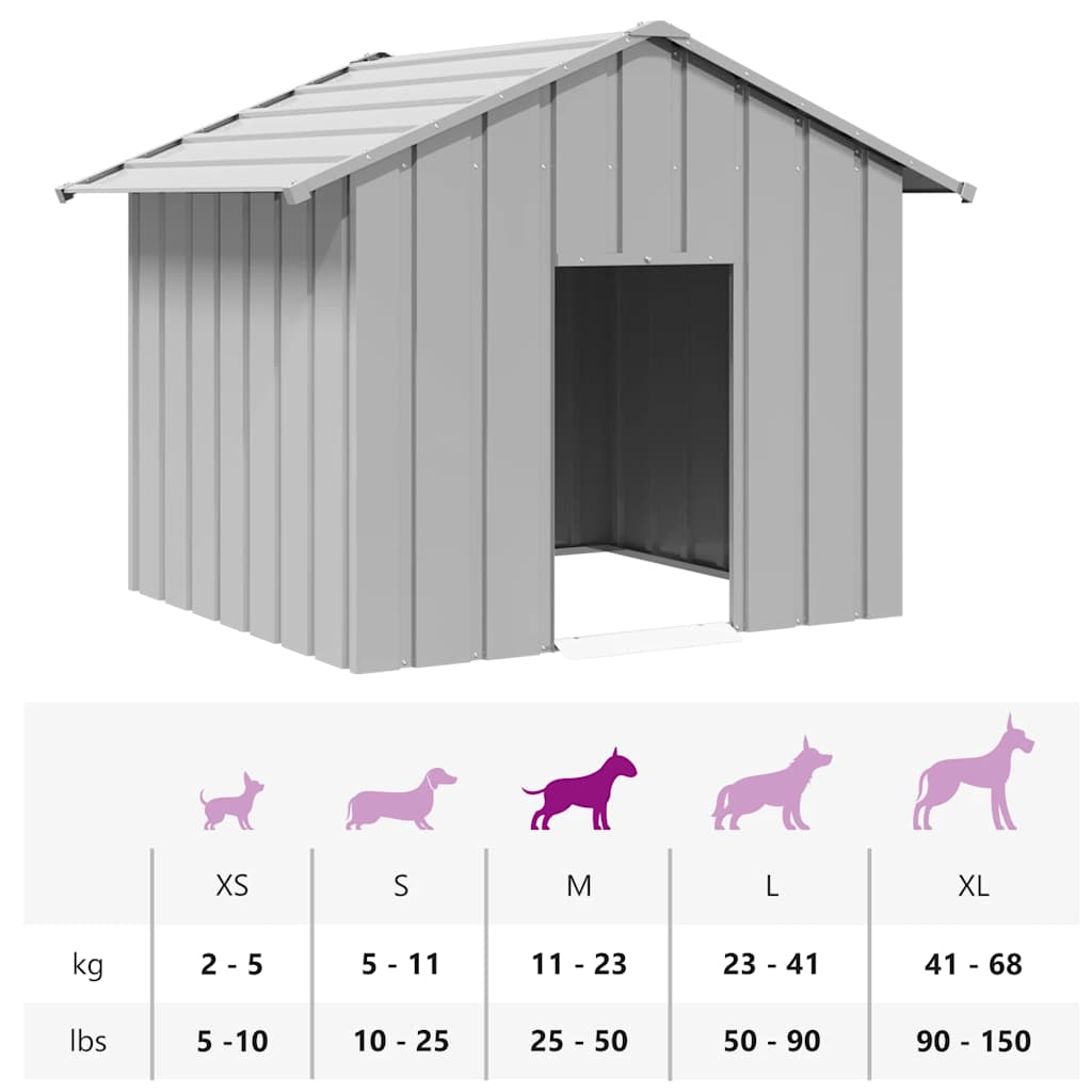 Casota para cães com telhado 131x101x102 cm aço galvanizado