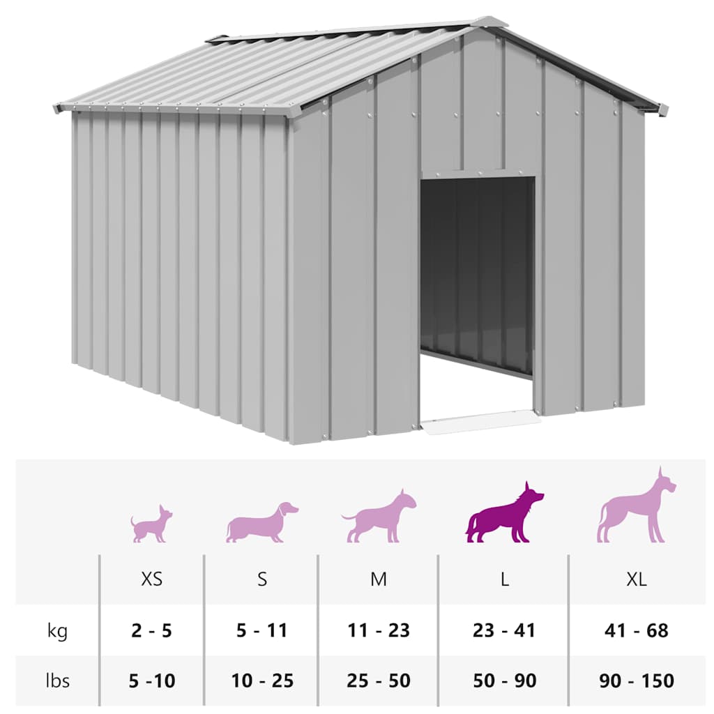 Casota para cães com telhado 113x153x101 cm aço galvanizado