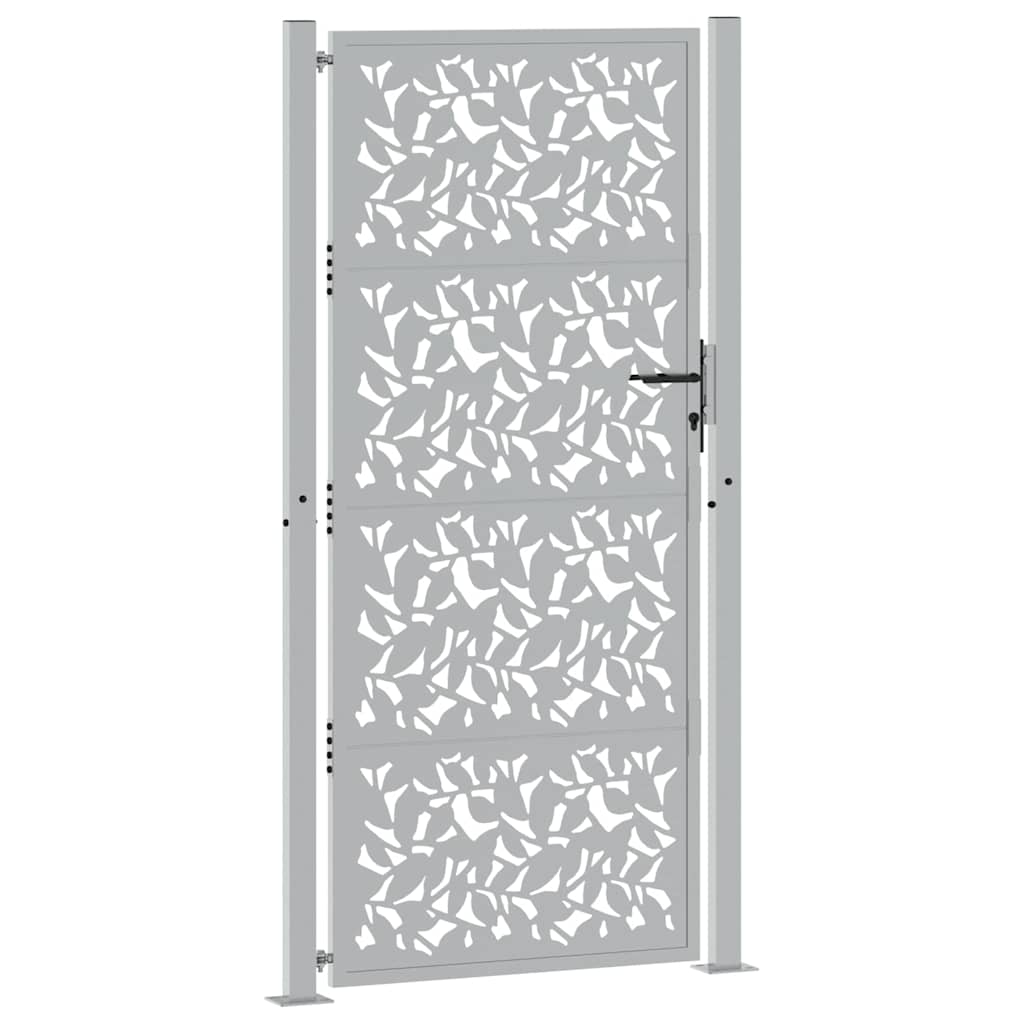 Portão de jardim 105x205 cm design de folha de aço resistente