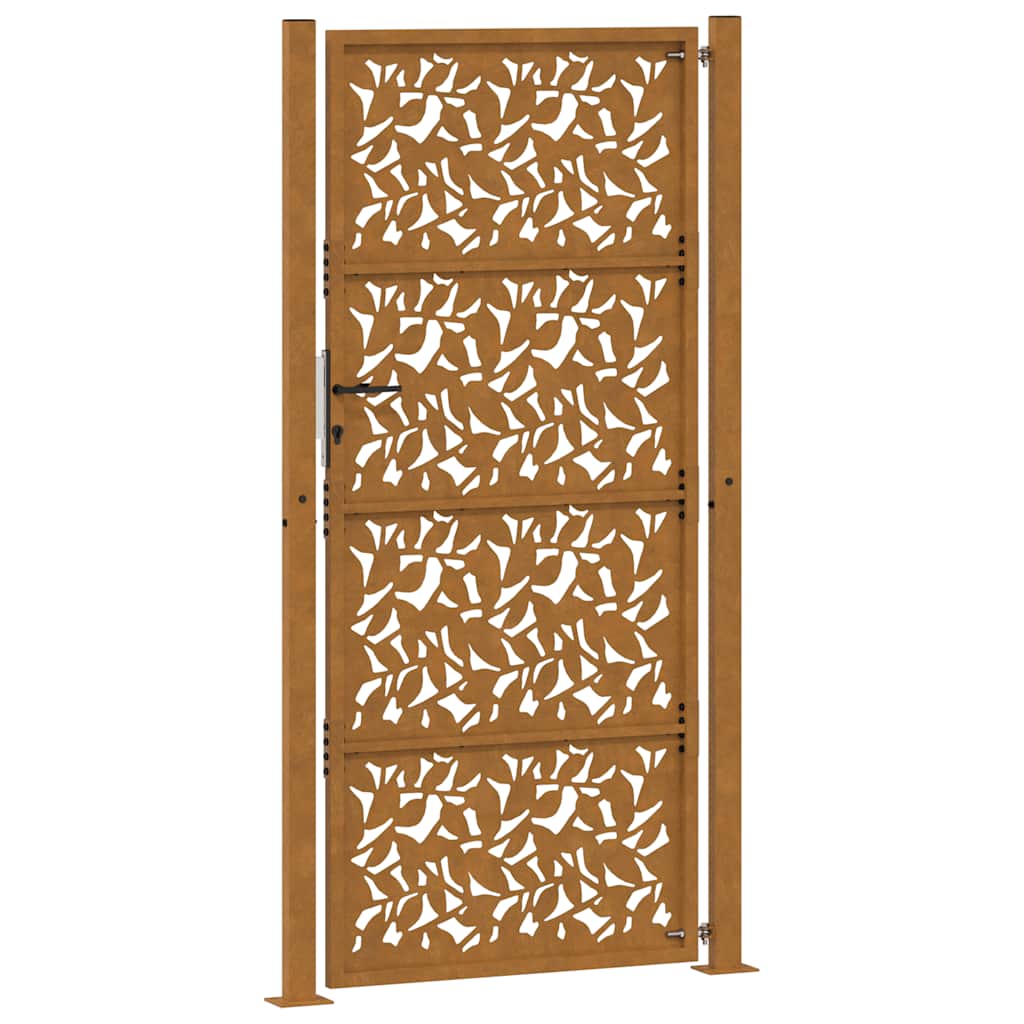 Portão de jardim 105x205 cm design de folha de aço resistente