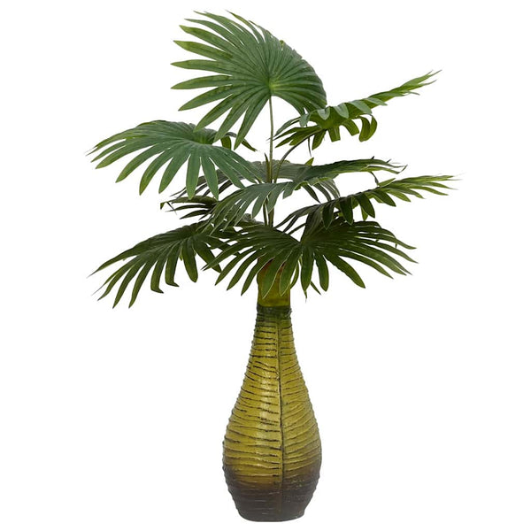 Planta de palmeira artificial 9 folhas 65 cm verde
