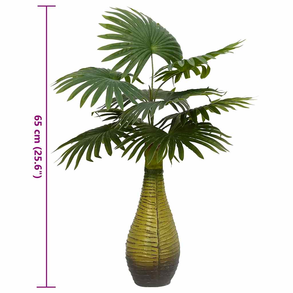 Planta de palmeira artificial 9 folhas 65 cm verde