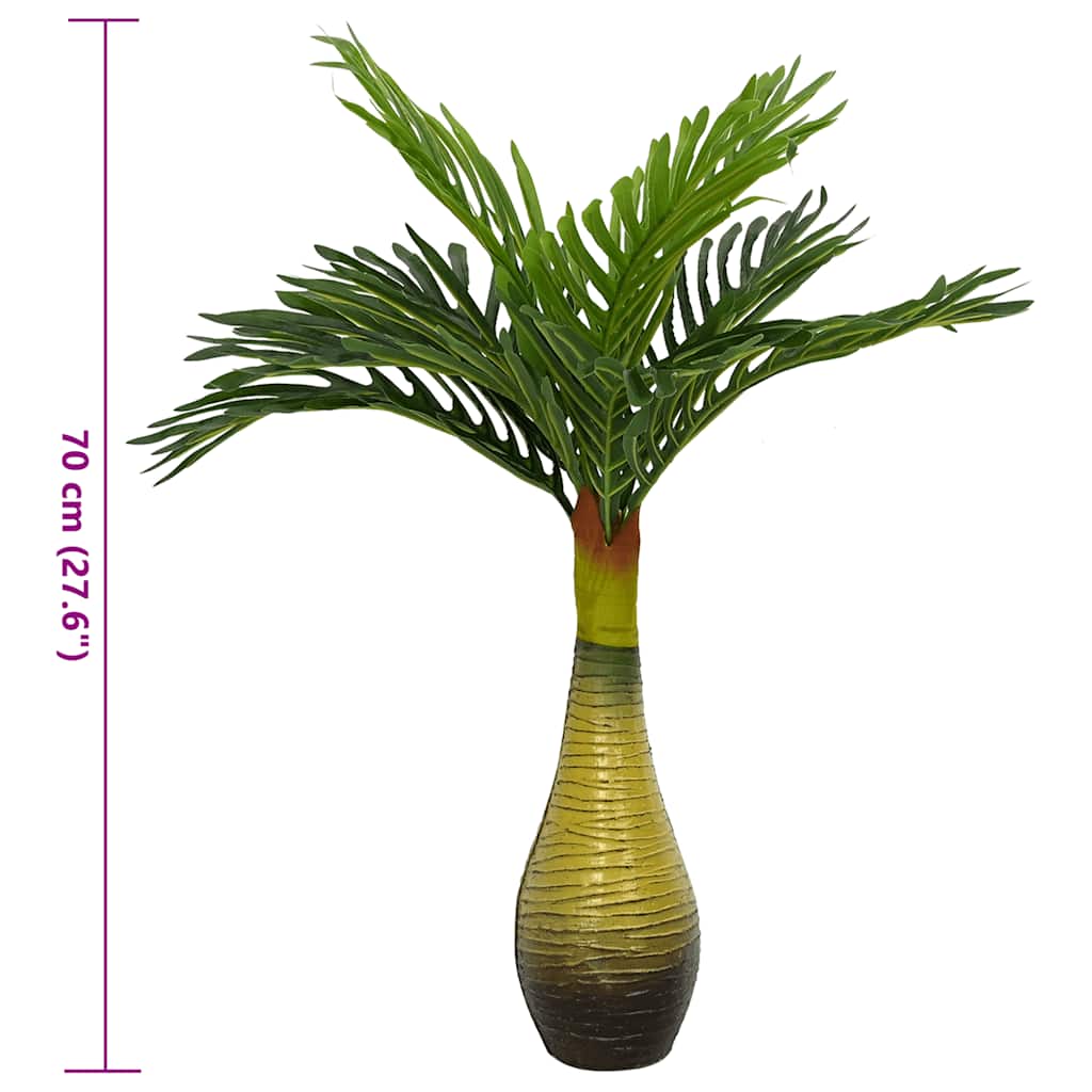 Planta de palmeira artificial 9 folhas 70 cm verde