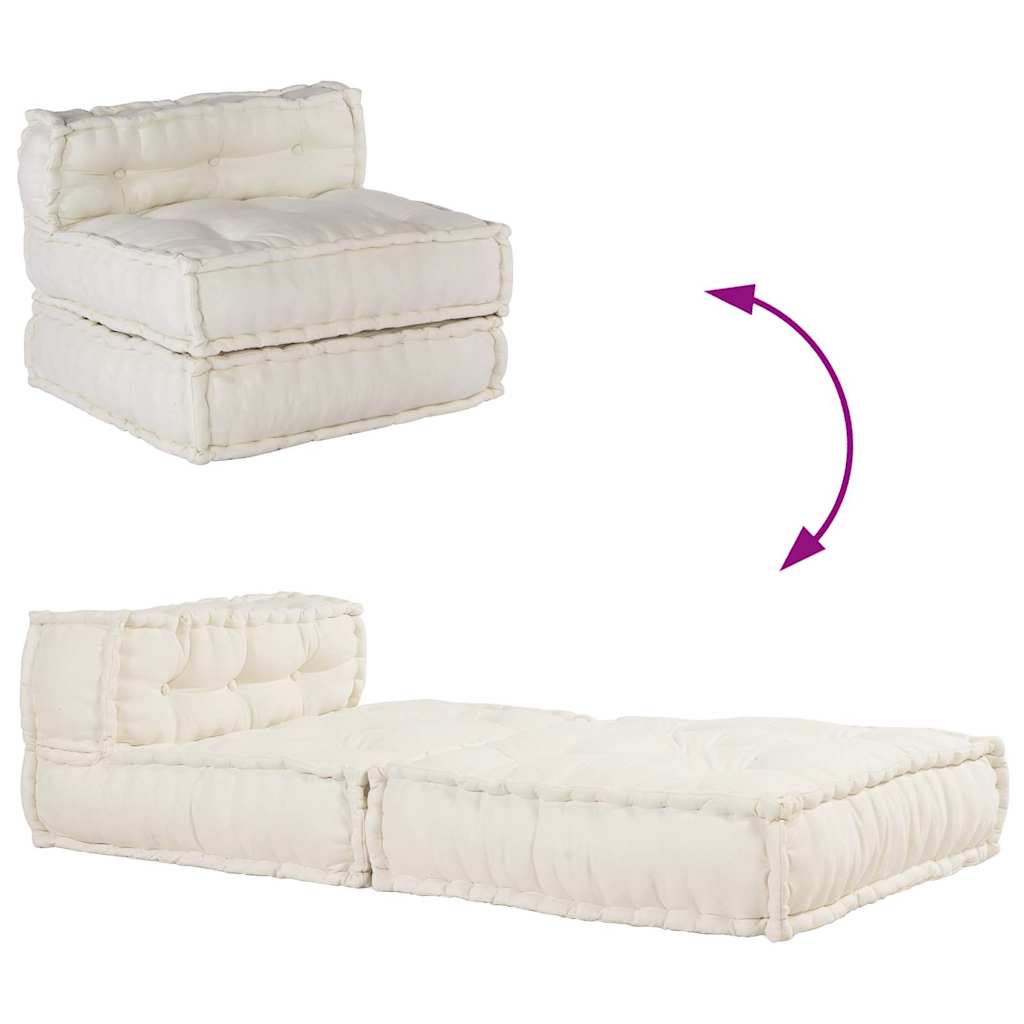 Pufe modular 70x70x54 cm tecido creme