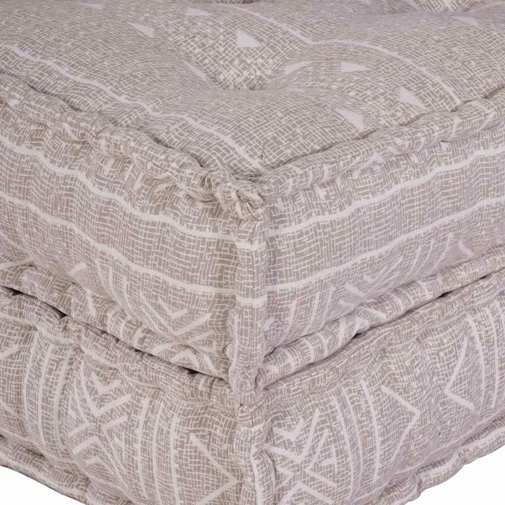 Pufe Geométrico Manual Castanho-claro 70 x 70 x 54 cm tecido