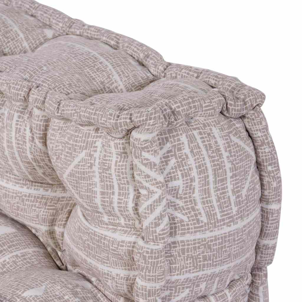 Pufe Geométrico Manual Castanho-claro 70 x 70 x 54 cm tecido