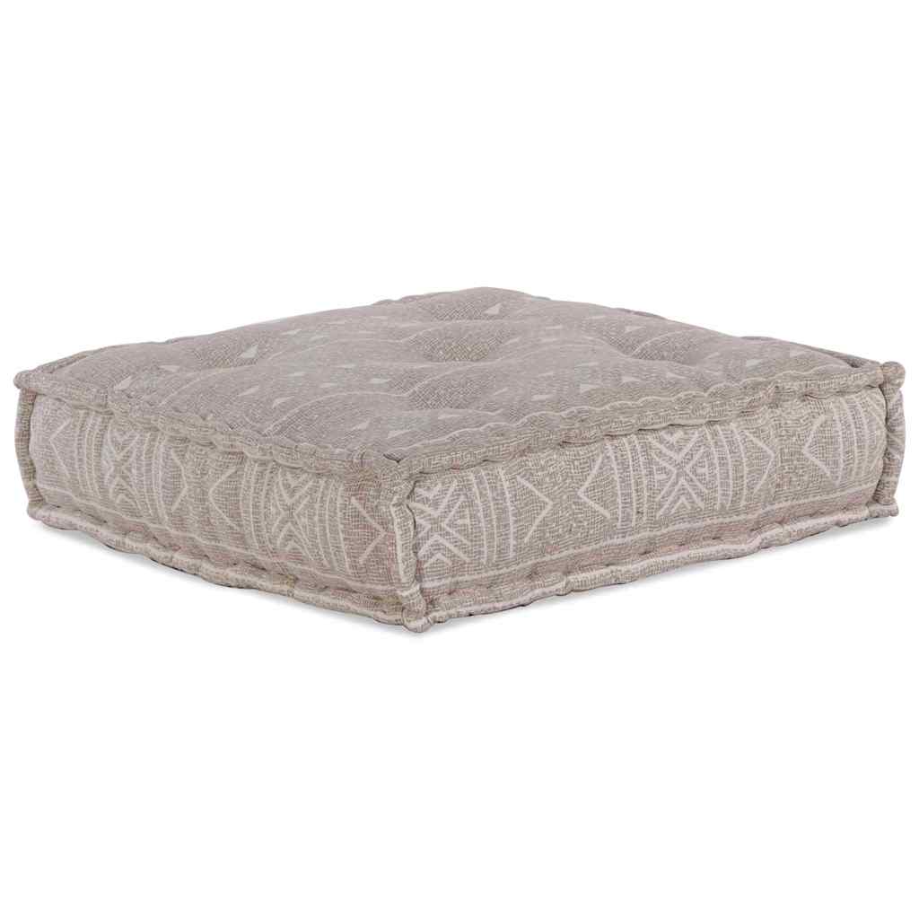 Pufe Geométrico Manual Castanho-claro 70 x 70 x 54 cm tecido