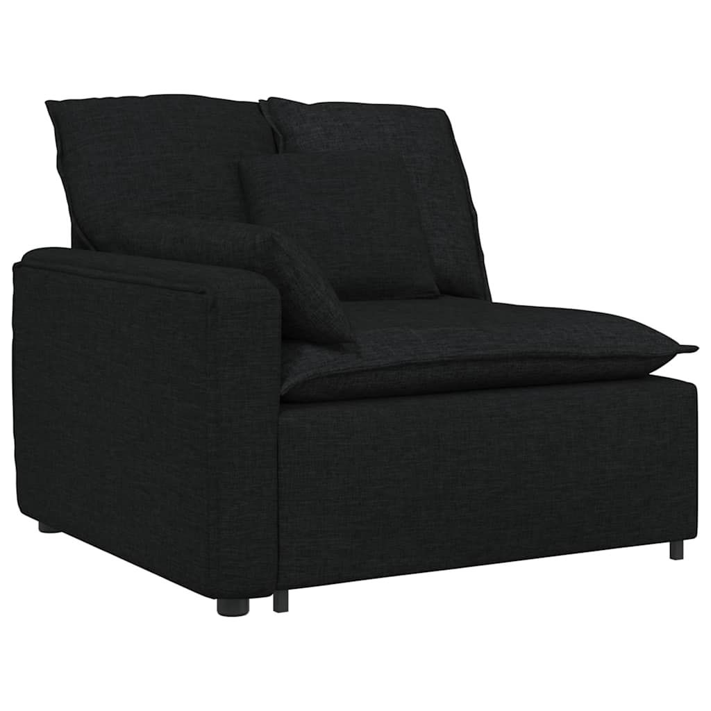 Sofá modular com pufes e almofadas preto