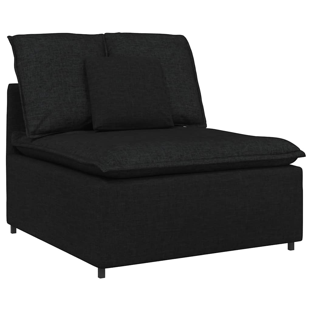 Sofá modular com pufes e almofadas preto