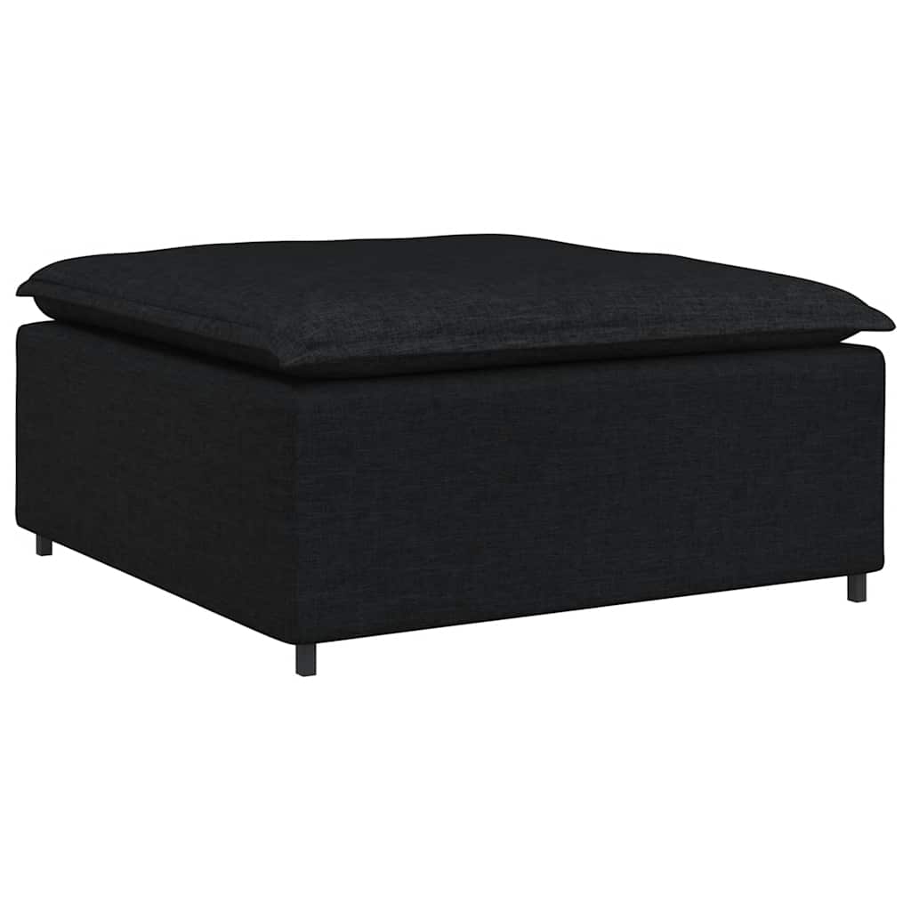 Sofá modular com pufes e almofadas preto
