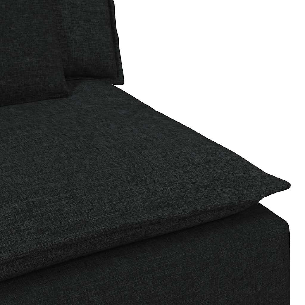 Sofá modular com pufes e almofadas preto