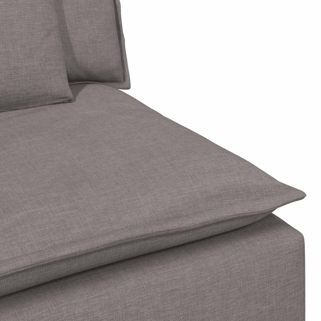Sofá modular com pufes e almofadas cinzento-acastanhado