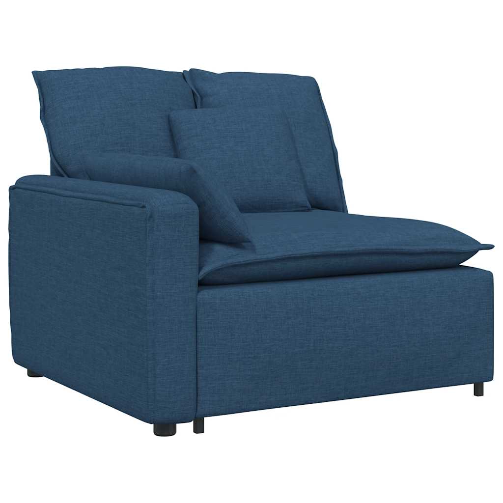 Sofá modular com pufes e almofadas azul