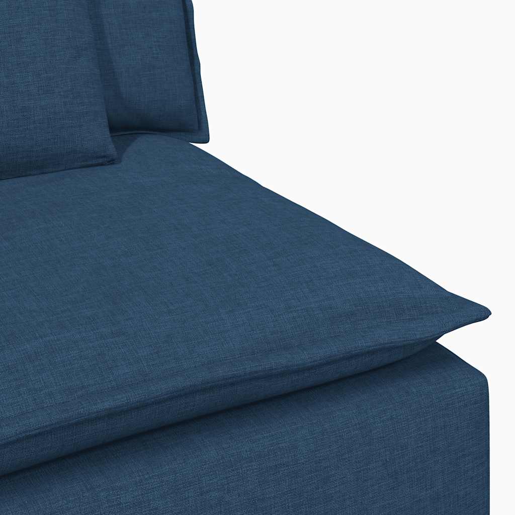 Sofá modular com pufes e almofadas azul