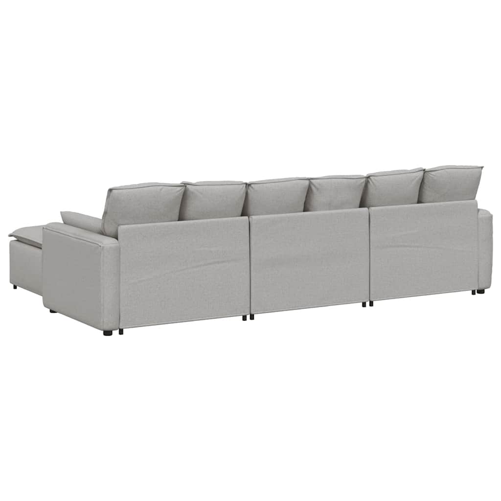 Sofá modular com pufes e almofadas cinzento nublado