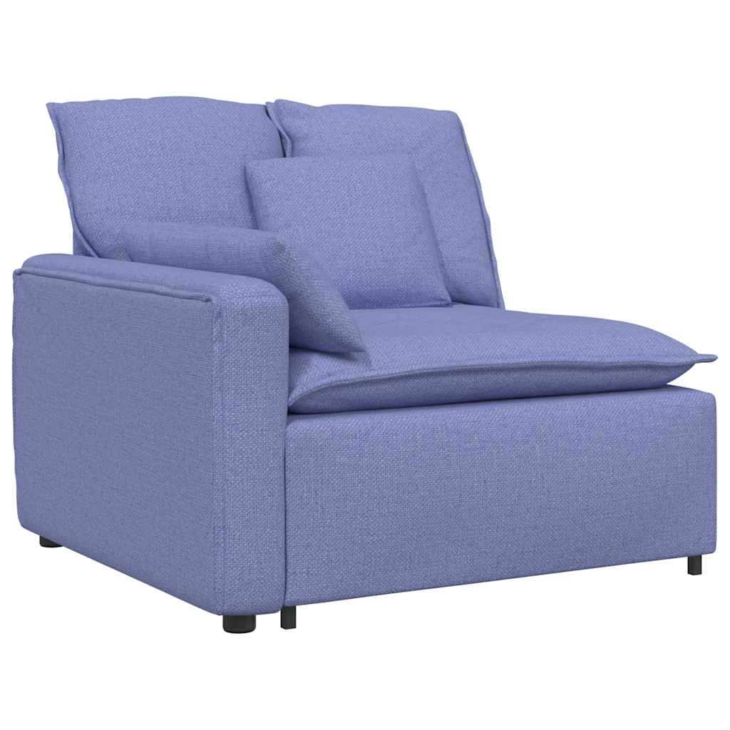 Sofá modular com pufes e almofadas azul ganga