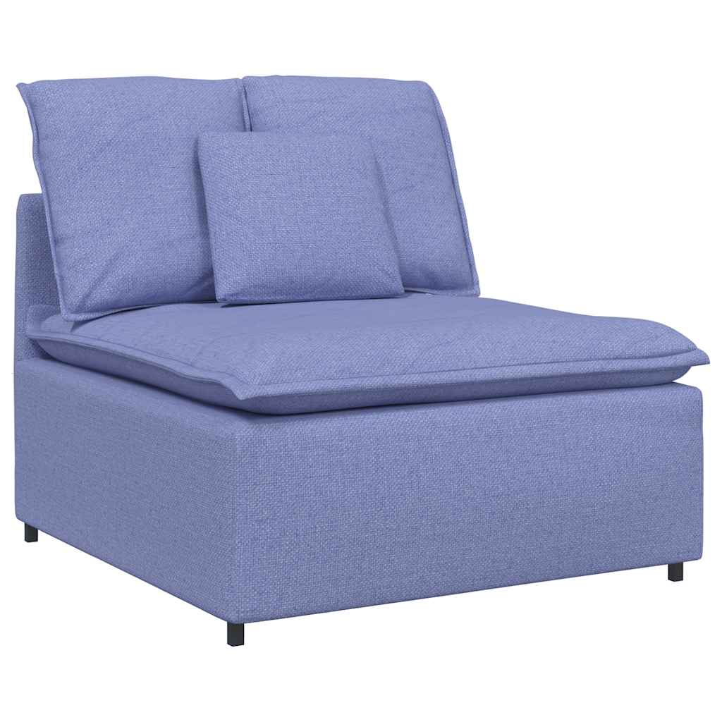Sofá modular com pufes e almofadas azul ganga
