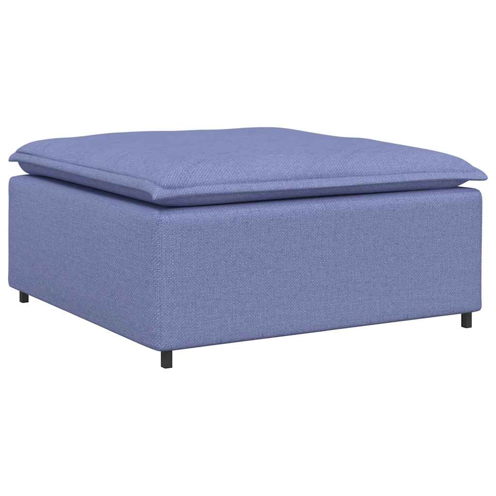 Sofá modular com pufes e almofadas azul ganga