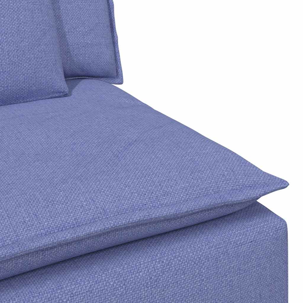 Sofá modular com pufes e almofadas azul ganga