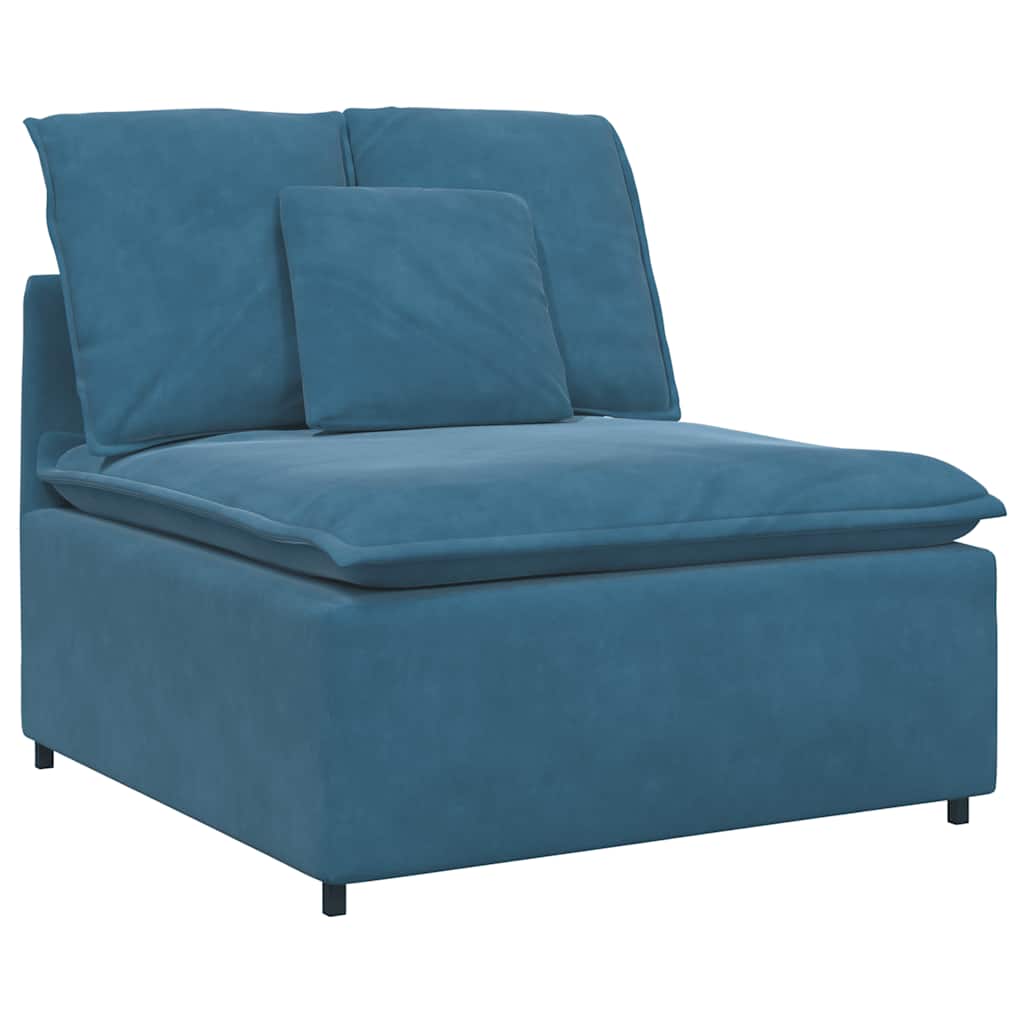Sofá modular com pufes e almofadas azul
