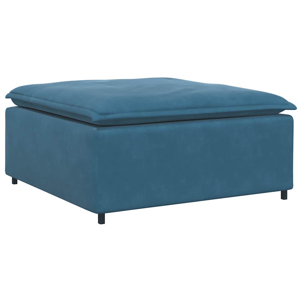 Sofá modular com pufes e almofadas azul