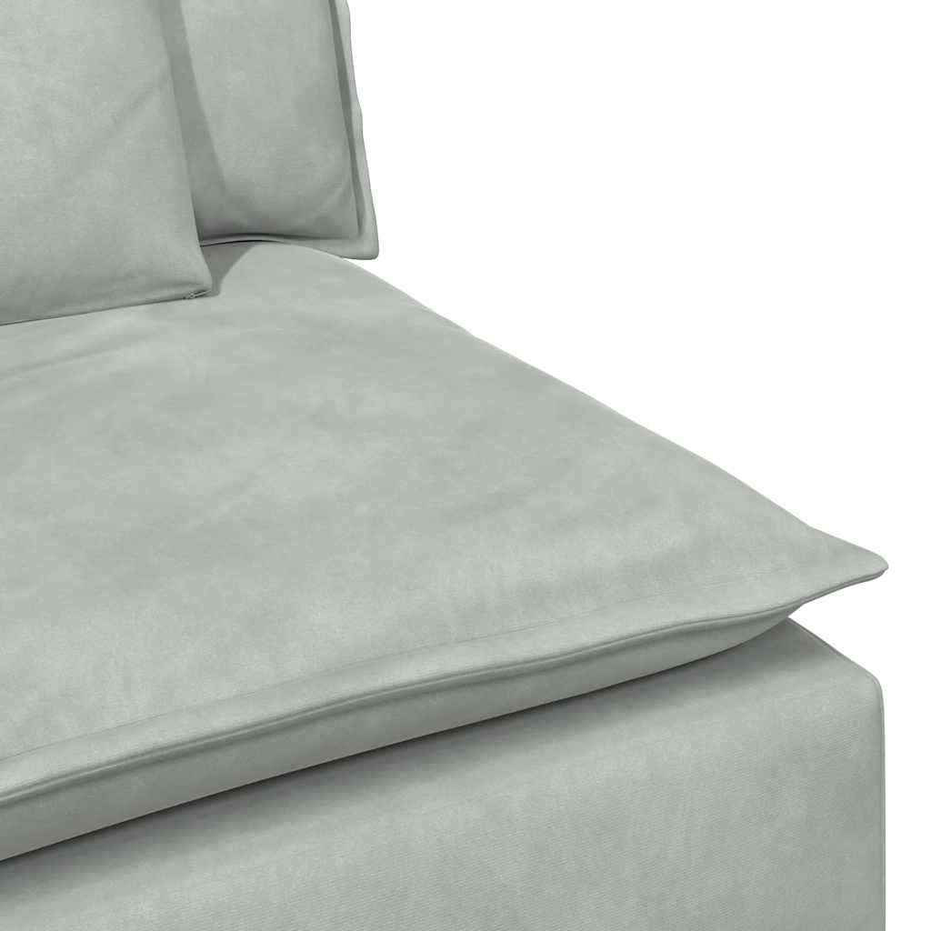 Sofá modular com pufes e almofadas cinzento-claro