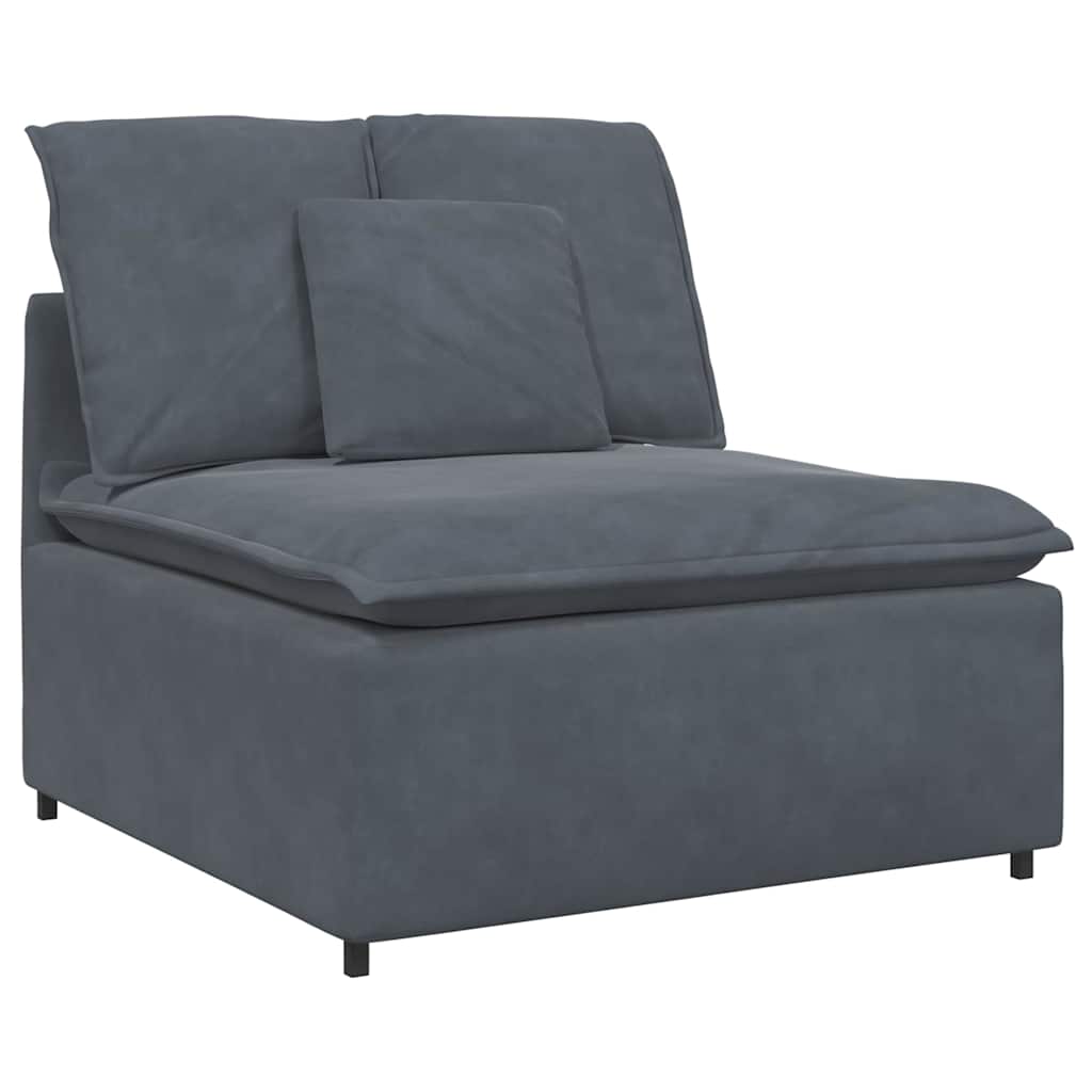 Sofá modular com pufes e almofadas cinzento-escuro