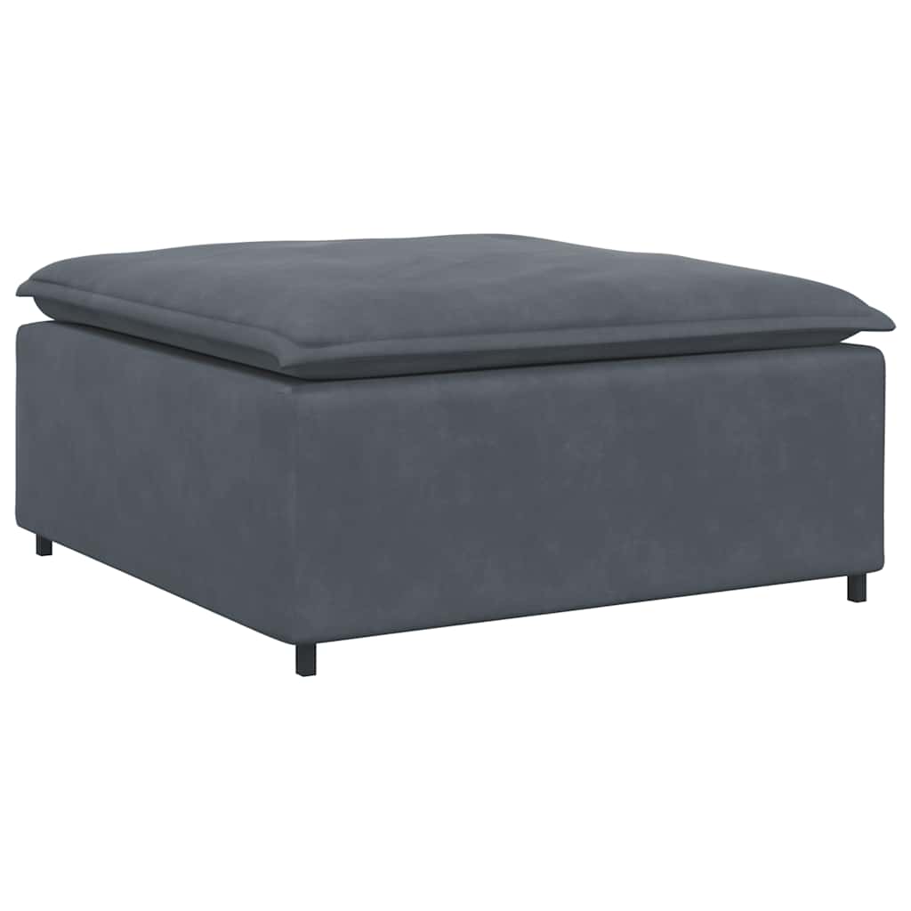 Sofá modular com pufes e almofadas cinzento-escuro