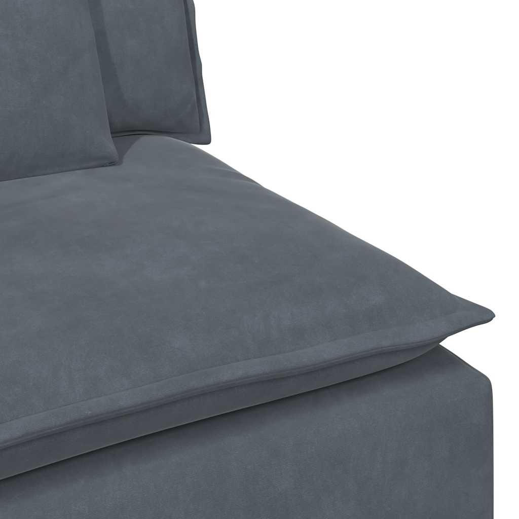 Sofá modular com pufes e almofadas cinzento-escuro