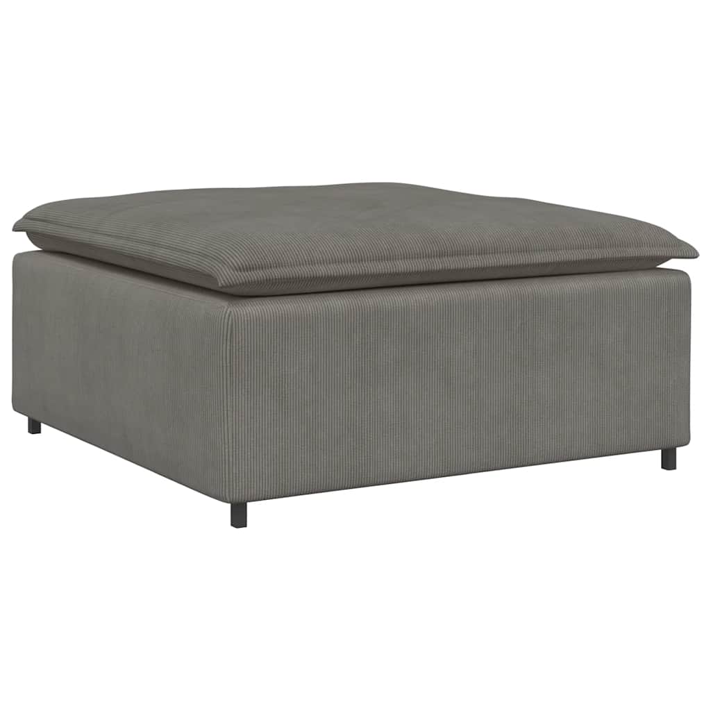 Sofá modular com pufes e almofadas cinzento-claro