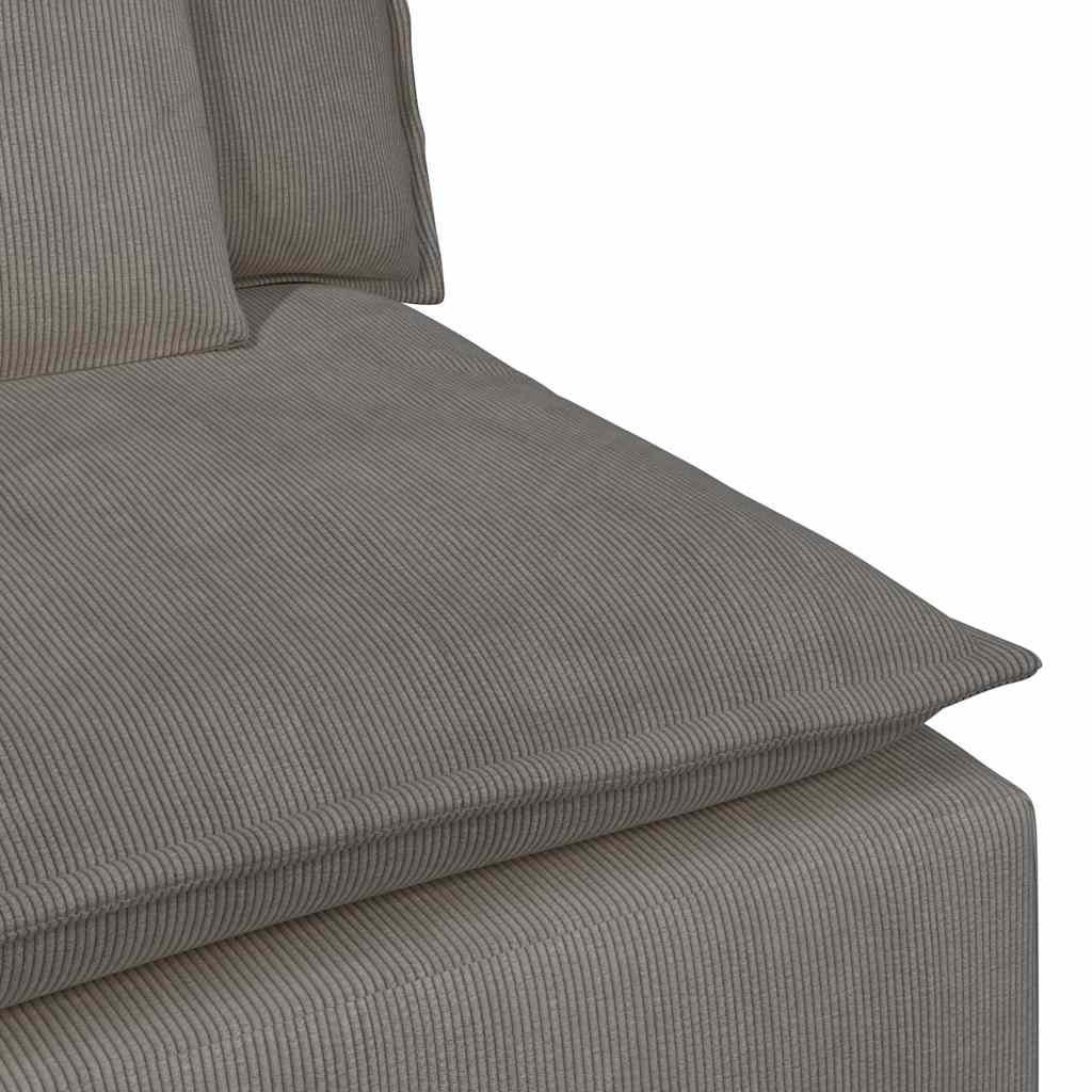 Sofá modular com pufes e almofadas cinzento-claro