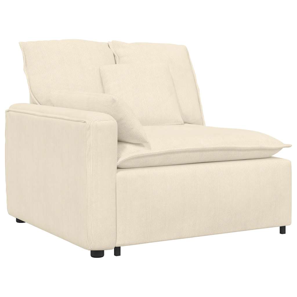 Sofá modular com pufes e almofadas creme