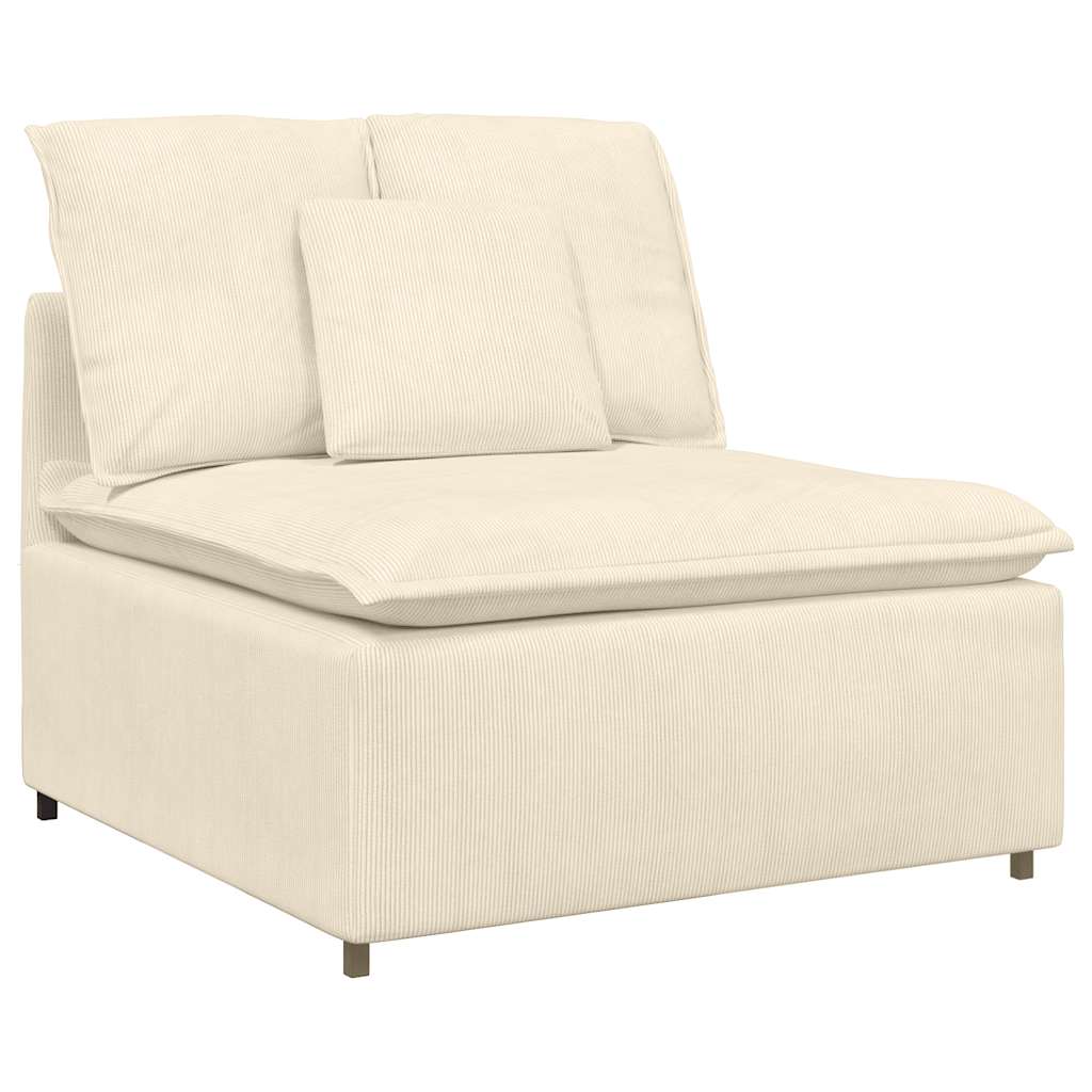 Sofá modular com pufes e almofadas creme