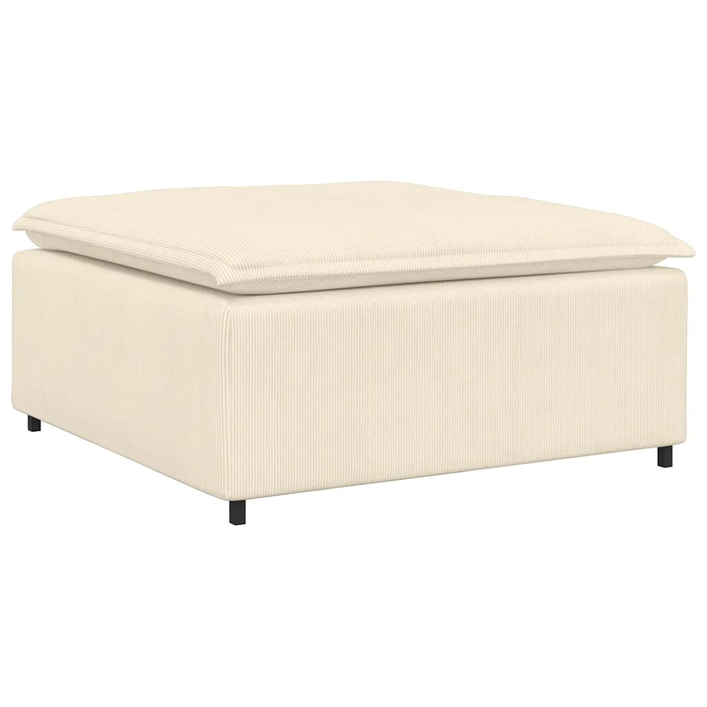Sofá modular com pufes e almofadas creme
