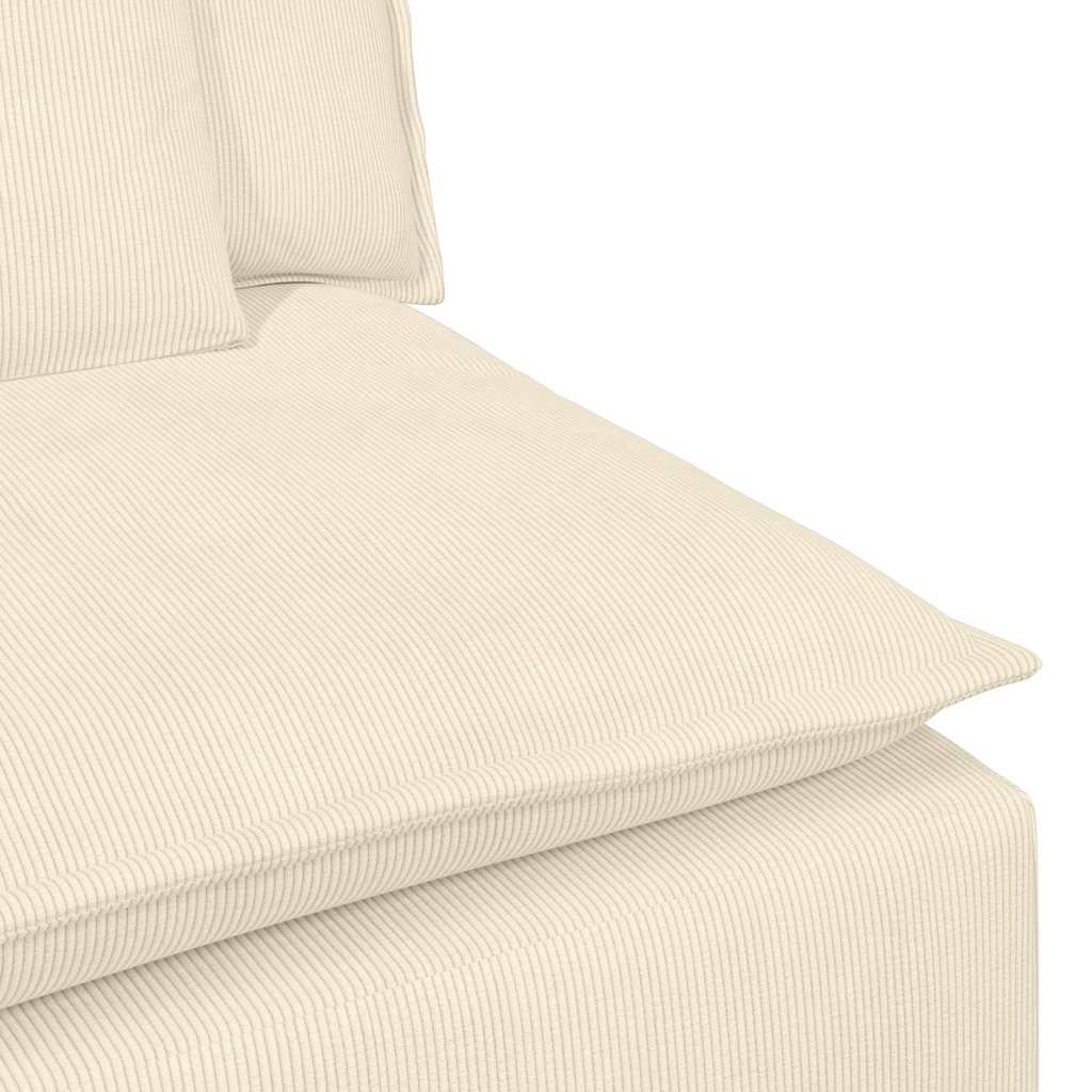 Sofá modular com pufes e almofadas creme