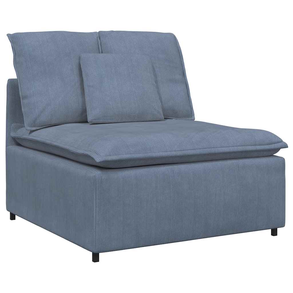 Sofá modular com pufes e almofadas azul