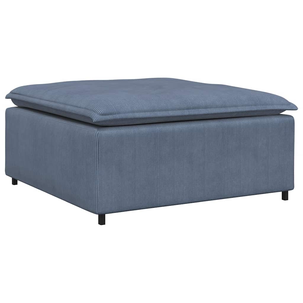 Sofá modular com pufes e almofadas azul