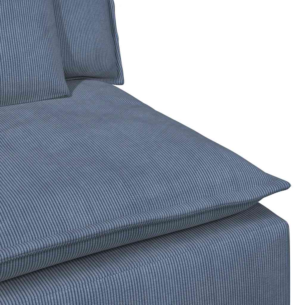 Sofá modular com pufes e almofadas azul